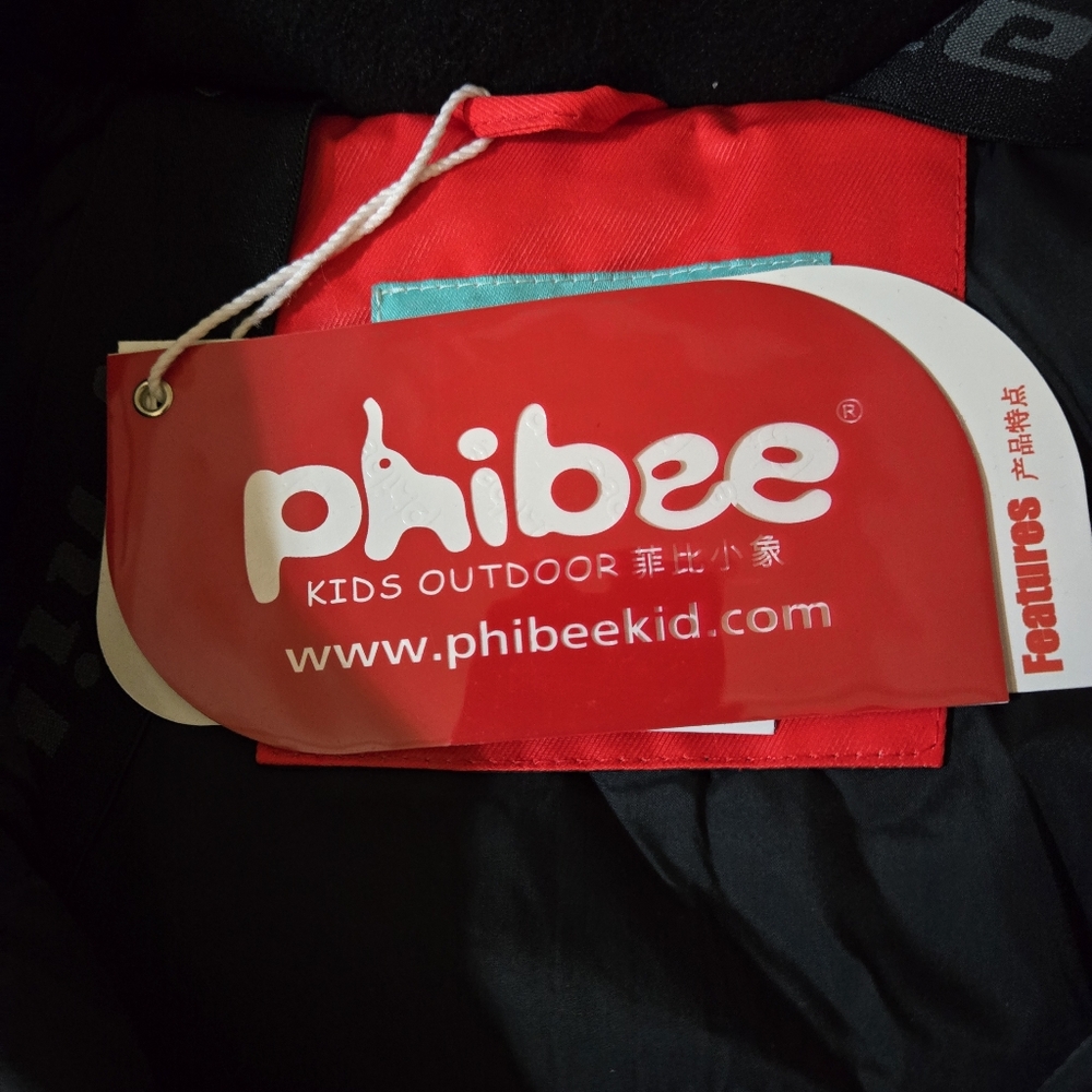 PHIBEE Youth, See Sizing, Red Outdoor Down Ski Jacket, Bold Zigzag Design- NWT - Picture 4 of 15